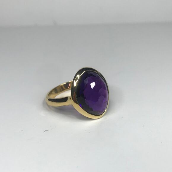 Gorgeous 5ct Genuine Amethyst Ring 18k Gold Vermeil Abstract Cut Amethyst Ring - Picture 10 of 10
